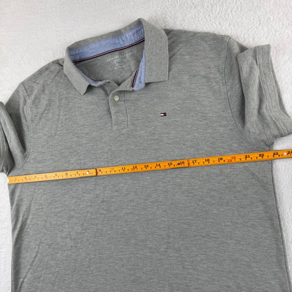 Tommy Hilfiger Polo Shirt Mens XL Gray Regular Fit Short Sleeve Pique Logo - Picture 7 of 12